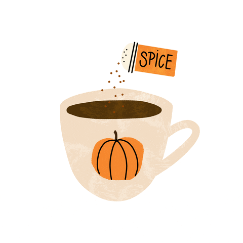 An animated illustration of a pumpkin spice latte.